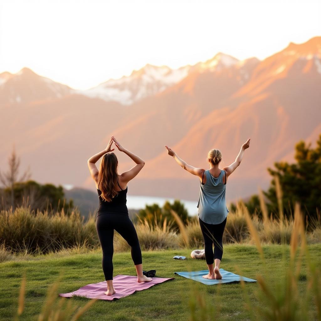 Women practising breathwork in Queenstown